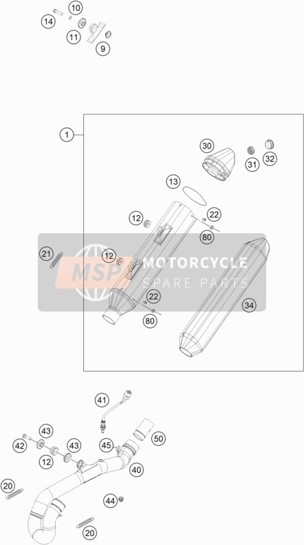 KTM 450 EXC-F Australia 2017 Système d'échappement pour un 2017 KTM 450 EXC-F Australia
