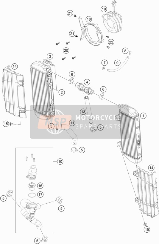 KTM 450 EXC-F Europe 2018 Sistema de refrigeración para un 2018 KTM 450 EXC-F Europe