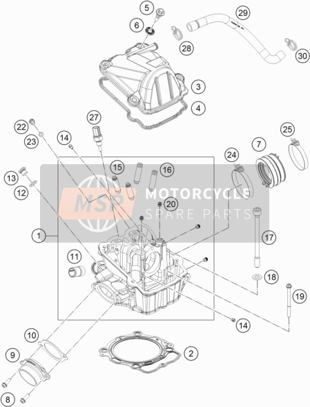KTM 450 EXC-F Europe 2018 Cilinderkop voor een 2018 KTM 450 EXC-F Europe
