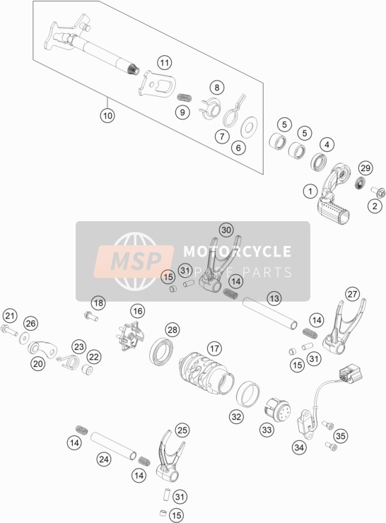 KTM 450 EXC-F Europe 2018 Meccanismo di cambio per un 2018 KTM 450 EXC-F Europe