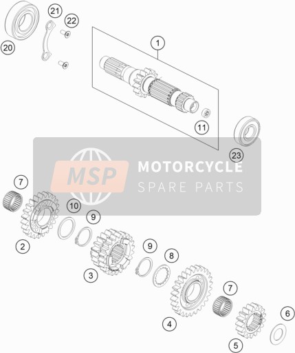 KTM 450 EXC-F Europe 2018 Trasmissione I - Albero principale per un 2018 KTM 450 EXC-F Europe