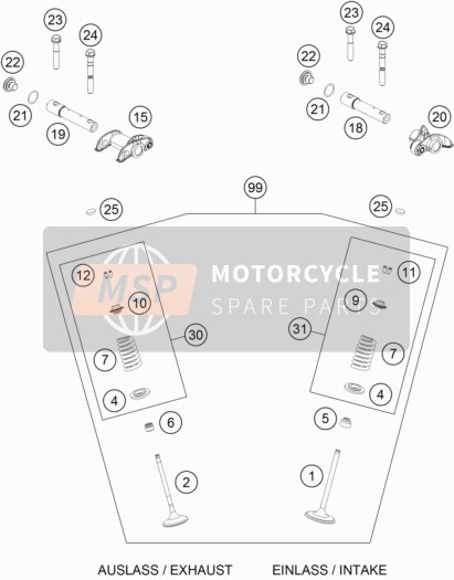 KTM 450 EXC-F Australia 2018 Commande de soupape pour un 2018 KTM 450 EXC-F Australia