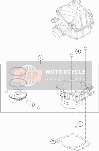 KTM 450 EXC-F Europe 2019 Cilinder voor een 2019 KTM 450 EXC-F Europe