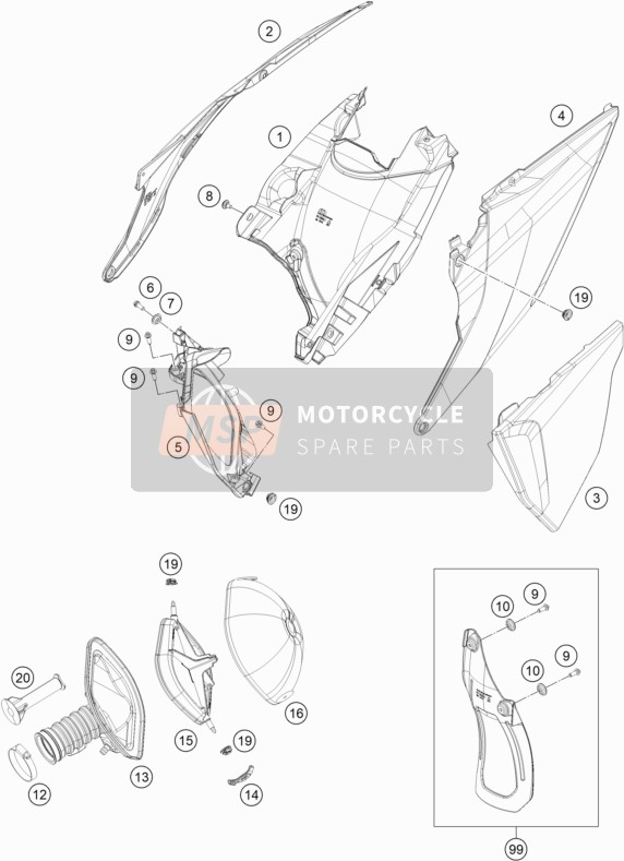 KTM 450 EXC-F Europe 2020 Filtro dell'aria per un 2020 KTM 450 EXC-F Europe