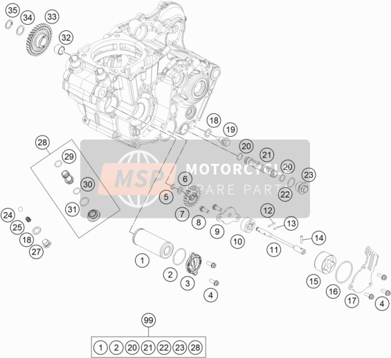 KTM 450 EXC-F Six Days USA 2017 Lubricating System for a 2017 KTM 450 EXC-F Six Days USA