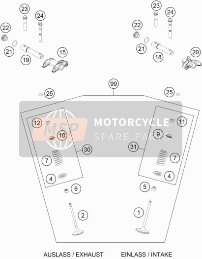 KTM 450 EXC-F Six Days USA 2017 Accionamiento de válvula para un 2017 KTM 450 EXC-F Six Days USA