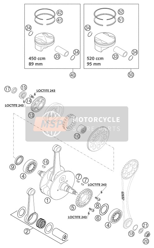 KTM 450 EXC-G RACING USA 2003 Vilebrequin, Piston pour un 2003 KTM 450 EXC-G RACING USA