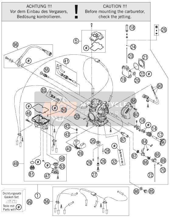 KTM 450 EXC-R USA 2008 Carburettor for a 2008 KTM 450 EXC-R USA