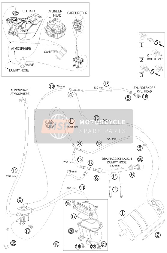 KTM 450 EXC-R USA 2008 Cartouche évaporative pour un 2008 KTM 450 EXC-R USA