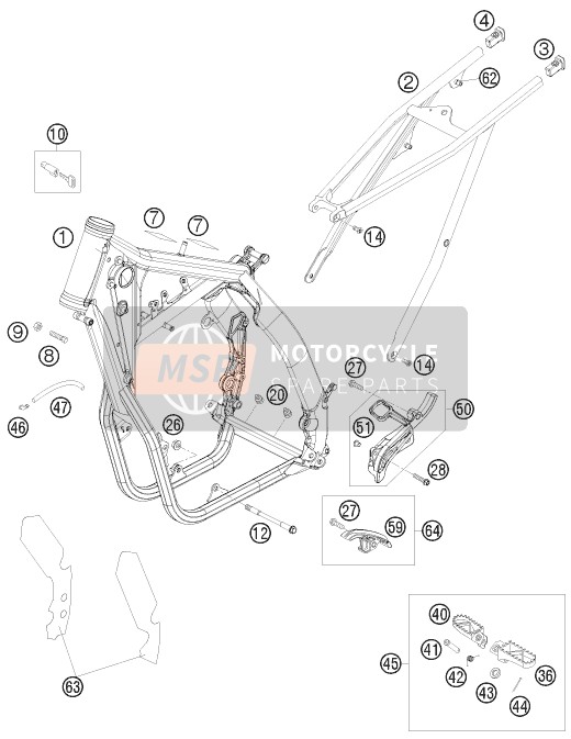 KTM 450 EXC-R AU, GB 2008 Frame voor een 2008 KTM 450 EXC-R AU, GB