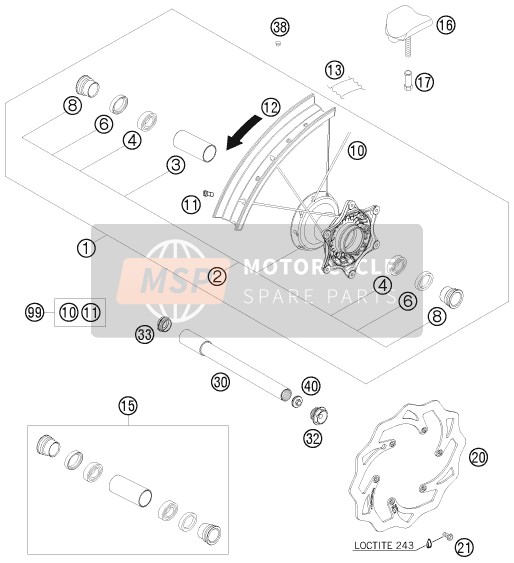 KTM 450 EXC-R AU, GB 2008 Front Wheel for a 2008 KTM 450 EXC-R AU, GB