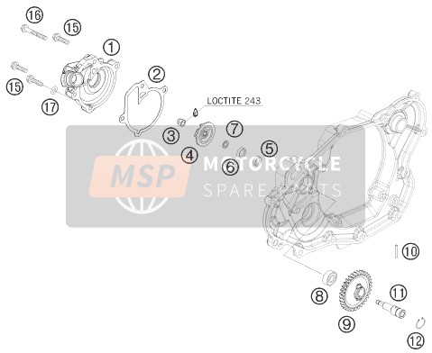 KTM 450 EXC-R Europe 2008 Water Pump for a 2008 KTM 450 EXC-R Europe