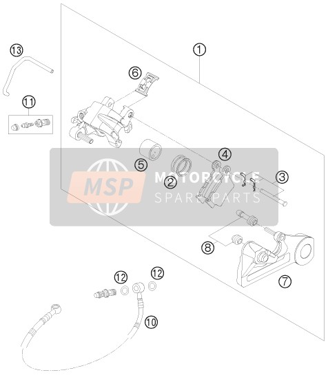 KTM 450 EXC-R SIX-DAYS Europe 2008 Rear Brake Caliper for a 2008 KTM 450 EXC-R SIX-DAYS Europe