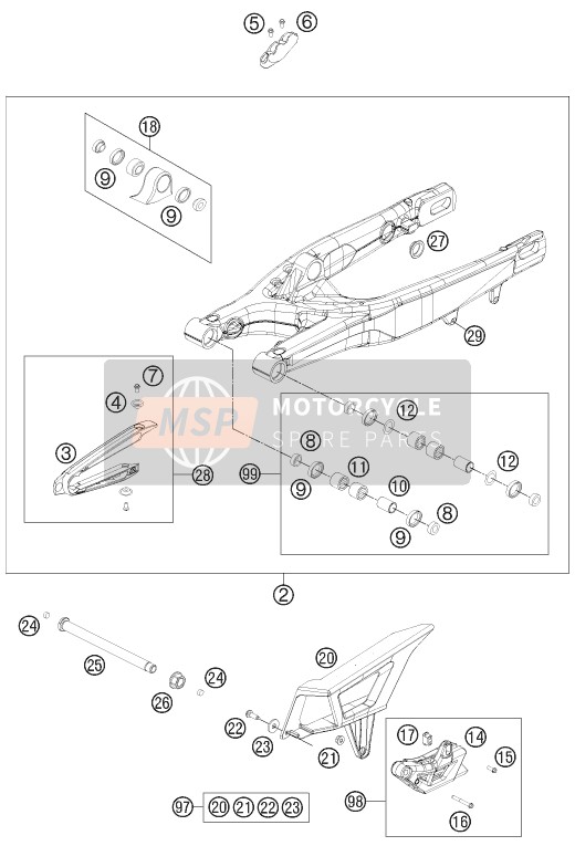 KTM 450 EXC Europe 2011 Swing Arm for a 2011 KTM 450 EXC Europe