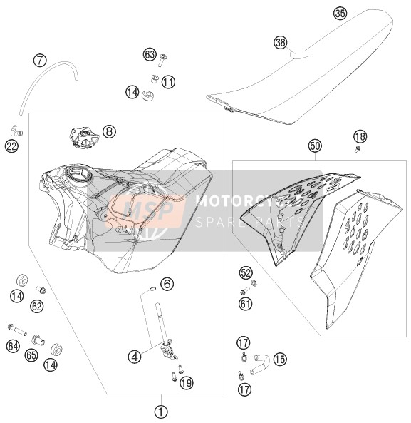 KTM 450 EXC Europe 2011 Réservoir, Siège pour un 2011 KTM 450 EXC Europe