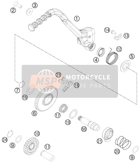 KTM 450 EXC Europe 2013 Kick Starter para un 2013 KTM 450 EXC Europe