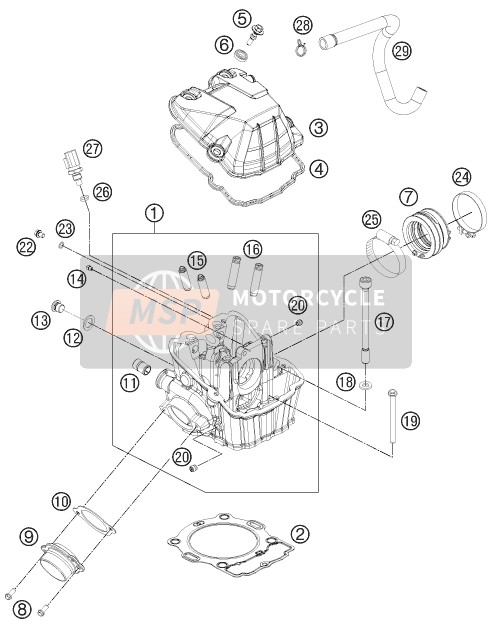 KTM 450 EXC Australia 2014 Cylinder Head for a 2014 KTM 450 EXC Australia