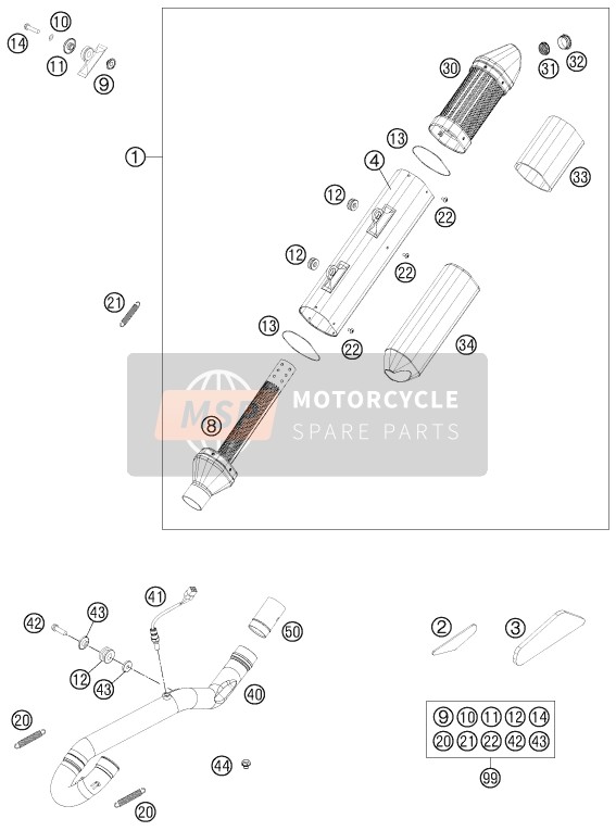 KTM 450 EXC Europe 2014 Sistema de escape para un 2014 KTM 450 EXC Europe