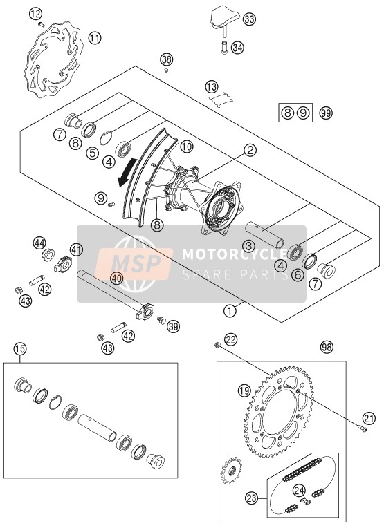 KTM 450 EXC Europe 2015 Ruota posteriore per un 2015 KTM 450 EXC Europe