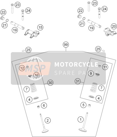 KTM 450 EXC Europe 2015 Accionamiento de válvula para un 2015 KTM 450 EXC Europe