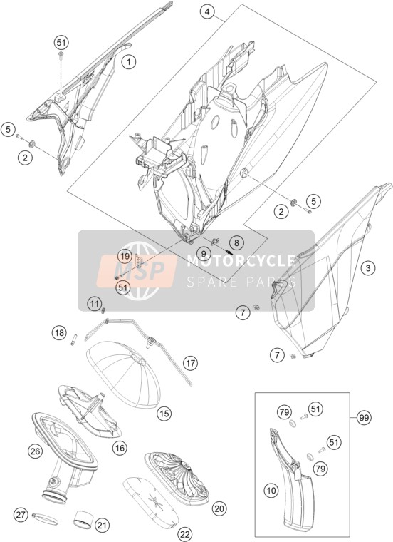 KTM 450 EXC Europe 2016 Filtre à air pour un 2016 KTM 450 EXC Europe