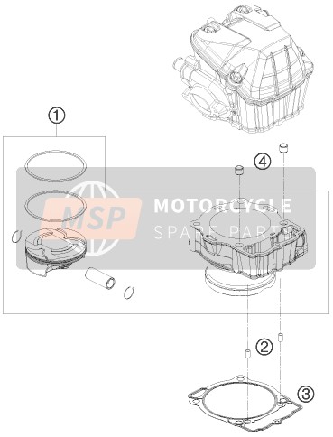 KTM 450 EXC Europe 2016 Cilinder voor een 2016 KTM 450 EXC Europe