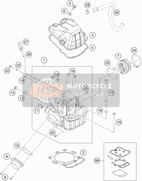 KTM 450 EXC Europe 2016 Cylinder Head for a 2016 KTM 450 EXC Europe