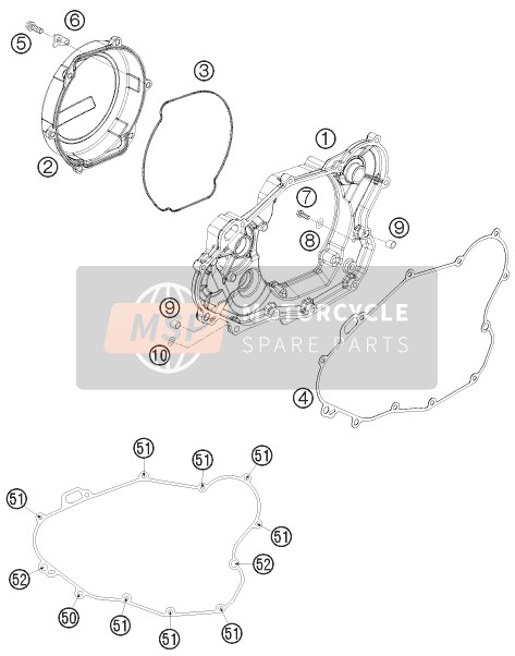 KTM 450 EXC CHAMPION EDIT. Europe 2010 Kupplungsabdeckung für ein 2010 KTM 450 EXC CHAMPION EDIT. Europe