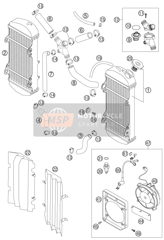 KTM 450 EXC FACTORY RACING Australia 2007 Cooling System for a 2007 KTM 450 EXC FACTORY RACING Australia