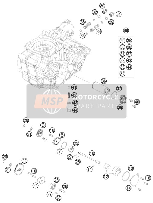 KTM 450 EXC FACTORY EDIT. Europe 2011 Sistema de lubricación para un 2011 KTM 450 EXC FACTORY EDIT. Europe