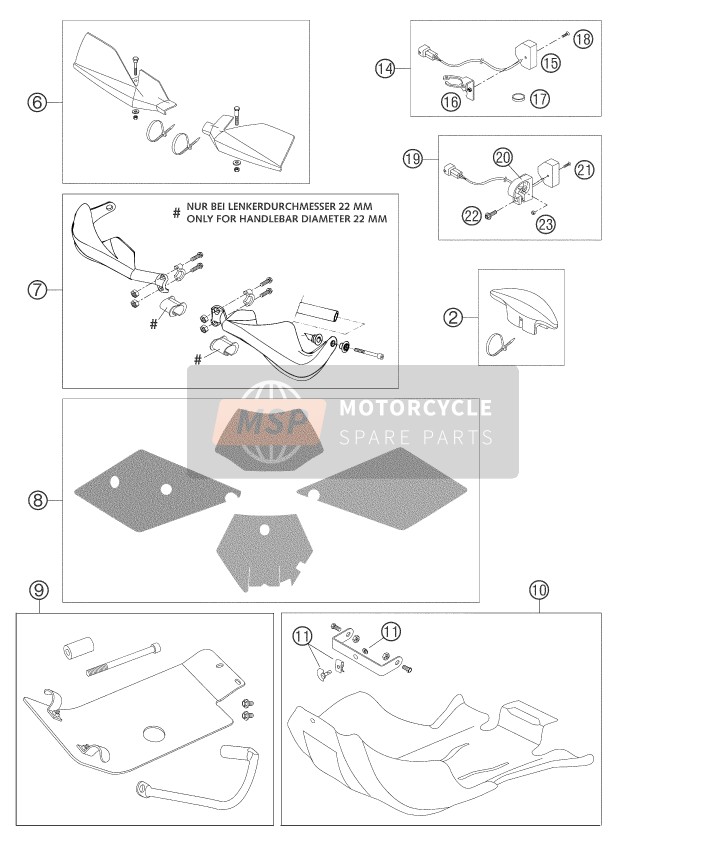 KTM 450 EXC RACING Great Britain 2004 Accessoires voor een 2004 KTM 450 EXC RACING Great Britain