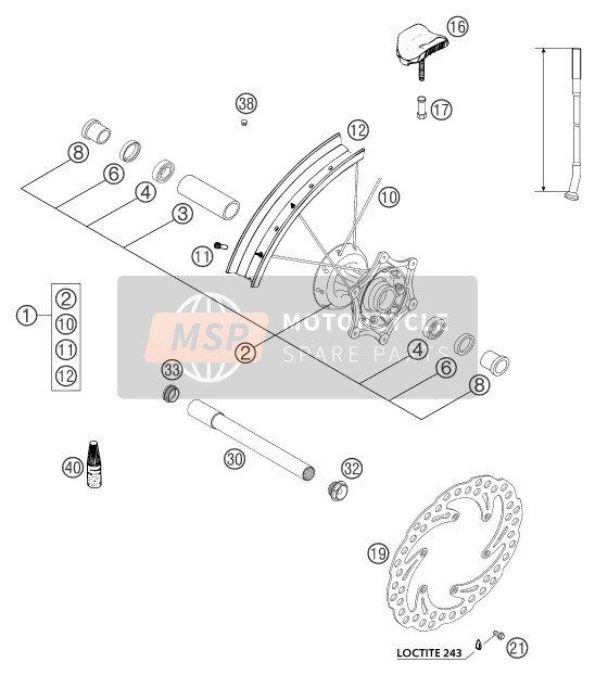 KTM 450 EXC RACING Europe 2004 Front Wheel for a 2004 KTM 450 EXC RACING Europe