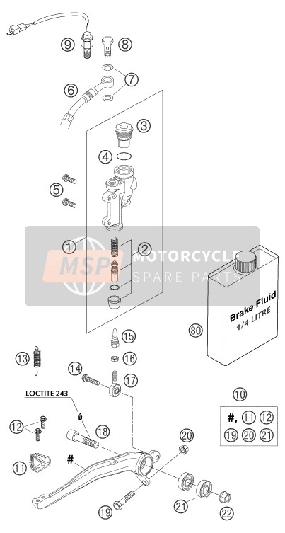 KTM 450 EXC RACING Australia 2004 Rear Brake Control for a 2004 KTM 450 EXC RACING Australia