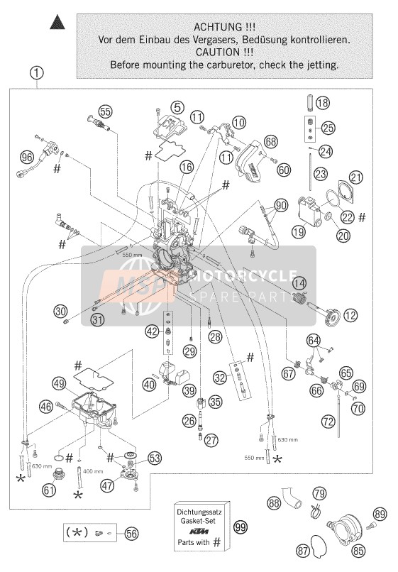 KTM 450 EXC RACING Europe 2005 Carburateur pour un 2005 KTM 450 EXC RACING Europe