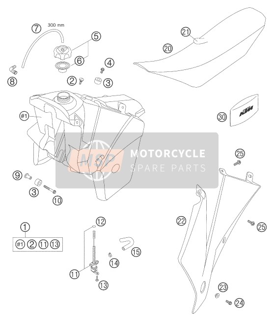 KTM 450 EXC RACING Europe 2005 Tank, Seat for a 2005 KTM 450 EXC RACING Europe