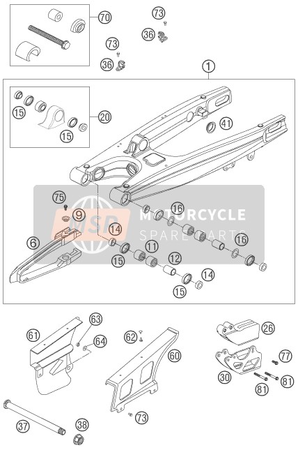 KTM 450 EXC RACING Australia 2006 Swing Arm for a 2006 KTM 450 EXC RACING Australia