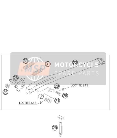 KTM 450 EXC RACING AU, GB 2007 Côté / Béquille centrale pour un 2007 KTM 450 EXC RACING AU, GB