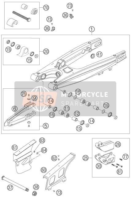 KTM 450 EXC RACING Europe 2007 Swing Arm for a 2007 KTM 450 EXC RACING Europe