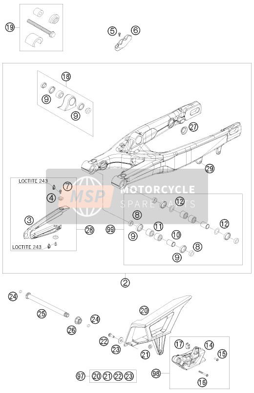 KTM 450 EXC SIX DAYS Europe 2009 Swing Arm for a 2009 KTM 450 EXC SIX DAYS Europe