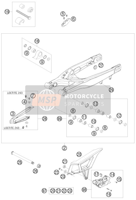 KTM 450 EXC SIX DAYS Europe 2010 Bras oscillant pour un 2010 KTM 450 EXC SIX DAYS Europe