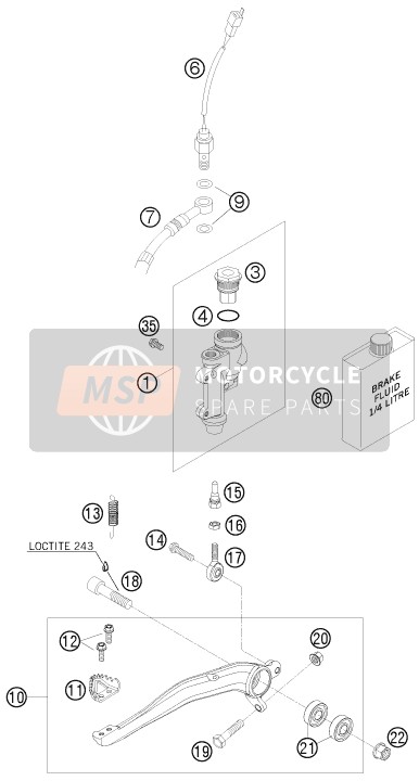 KTM 450 EXC SIX DAYS Europe 2011 Rear Brake Control for a 2011 KTM 450 EXC SIX DAYS Europe