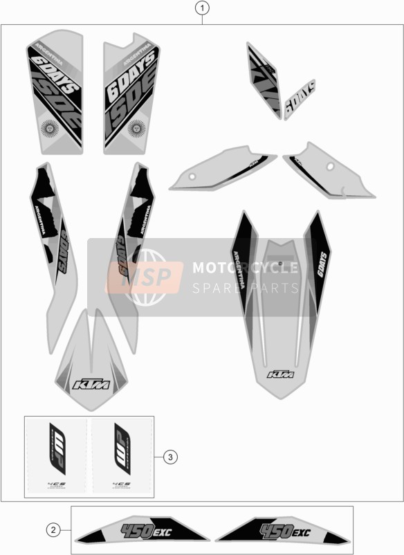 KTM 450 EXC SIX DAYS Europe 2015 Decal for a 2015 KTM 450 EXC SIX DAYS Europe