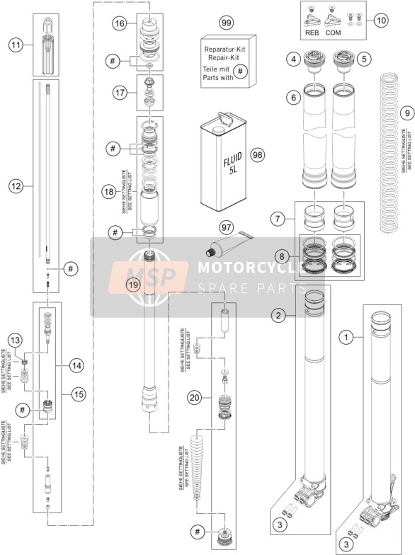 KTM 450 EXC SIX DAYS Europe 2015 Front Fork Disassembled for a 2015 KTM 450 EXC SIX DAYS Europe