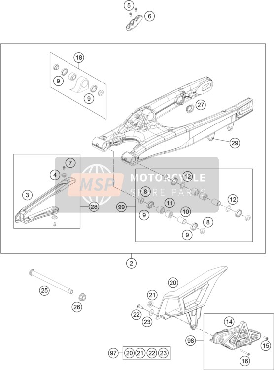 KTM 450 EXC SIX DAYS Europe 2015 Swing Arm for a 2015 KTM 450 EXC SIX DAYS Europe