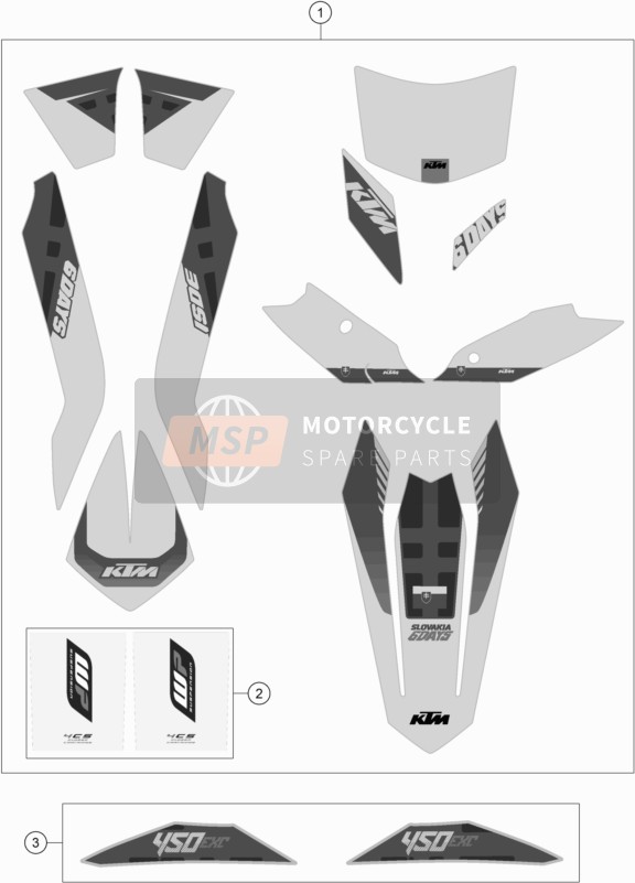 KTM 450 EXC SIX DAYS Europe 2016 Calcomanía para un 2016 KTM 450 EXC SIX DAYS Europe