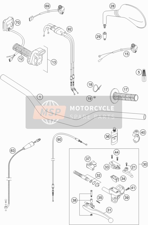 KTM 450 MXC-G RACING USA 2005 Stuur, Besturing voor een 2005 KTM 450 MXC-G RACING USA