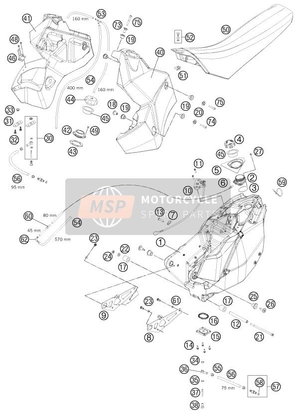 7630711300028A, Benzintank Kpl. Vo. Re., KTM, 0