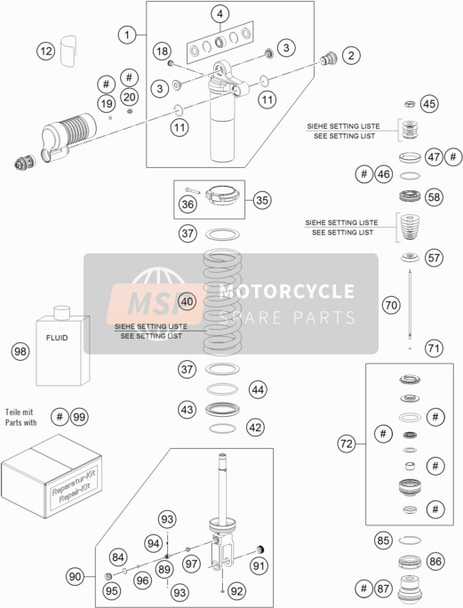 KTM 450 RALLY FACTORY REPLICA Europe 2013 Amortiguador desmontado para un 2013 KTM 450 RALLY FACTORY REPLICA Europe