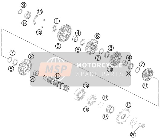 KTM 450 RALLY FACTORY REPLICA Europe 2013 Transmisión II - Eje contrario para un 2013 KTM 450 RALLY FACTORY REPLICA Europe