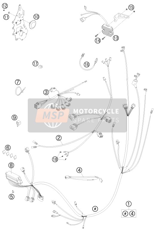 KTM 450 RALLY FACTORY REPLICA Europe 2013 Cablaggio elettrico per un 2013 KTM 450 RALLY FACTORY REPLICA Europe